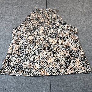 Melloday Blouse Top Women's Large Multicolor Printed Classic Sleeveless Pullover